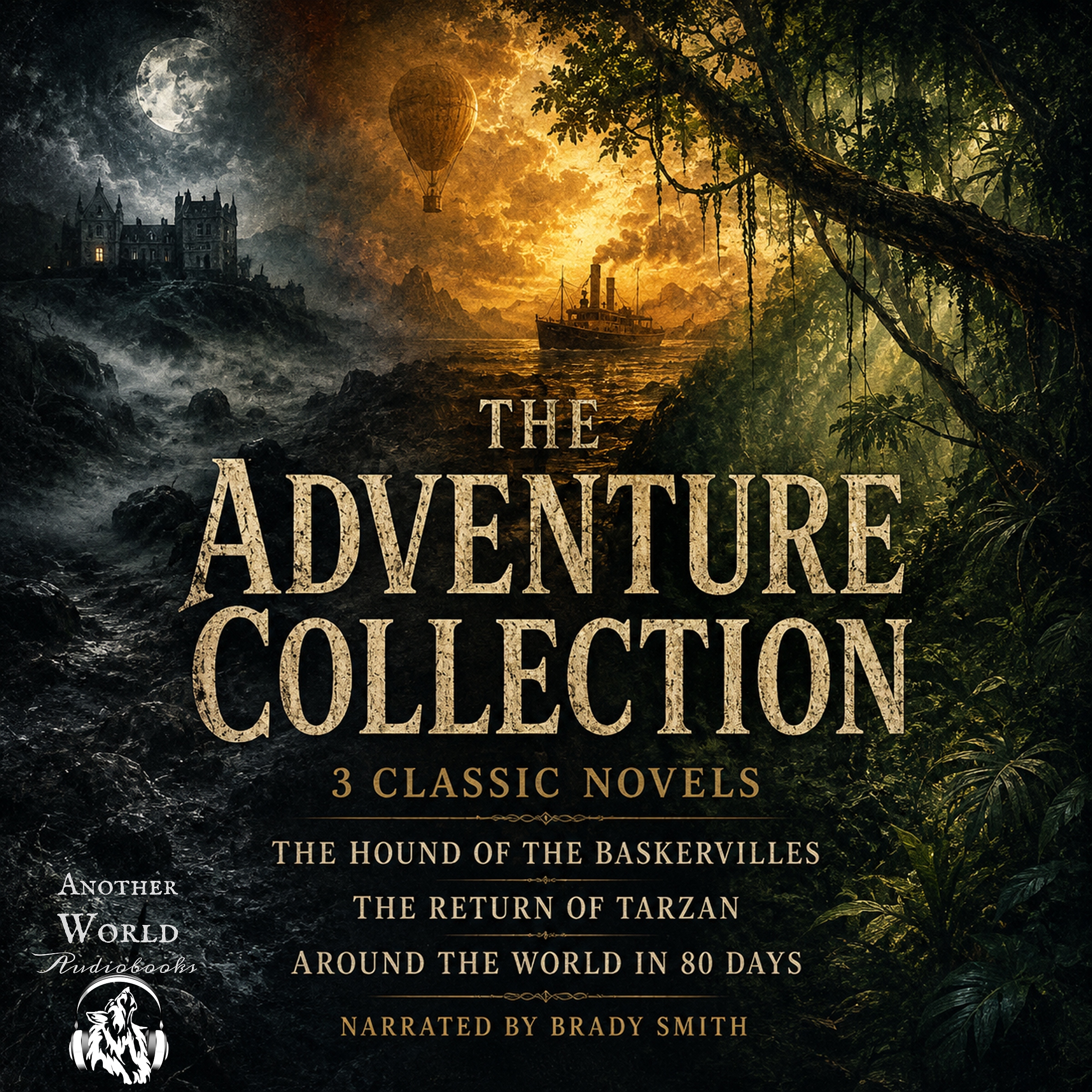 The Adventure Collection – 3 Classic Novels – The Hound of the Baskervilles, The Return of Tarzan, and Around the World in 80 Days